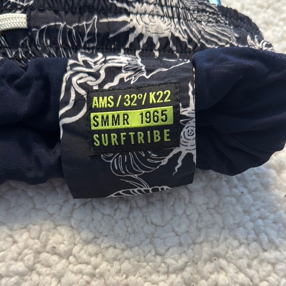 Scotch & Soda Navy and White Swim Trunks with Tropical Flair - Picture 3 of 6